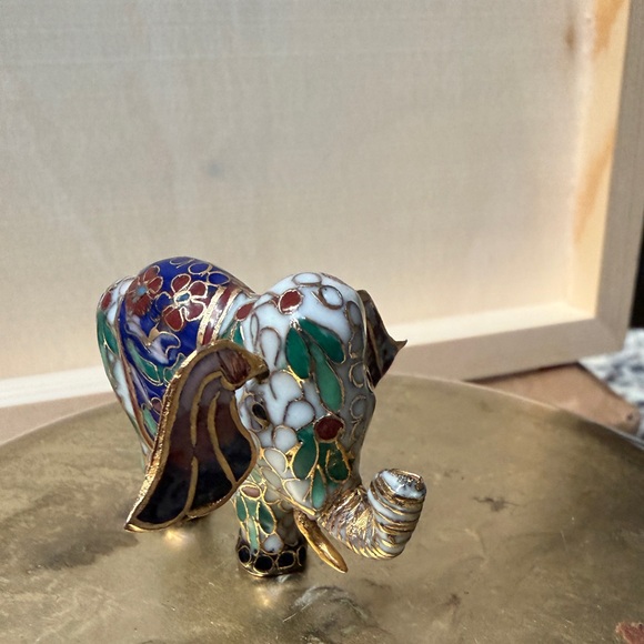 Colorful Cloisonné Elephant Figurine - Picture 4 of 7